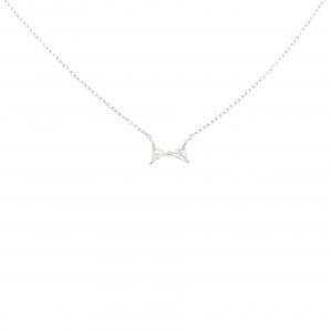K18WG リボン ダイヤモンド ネックレス 0.20CT