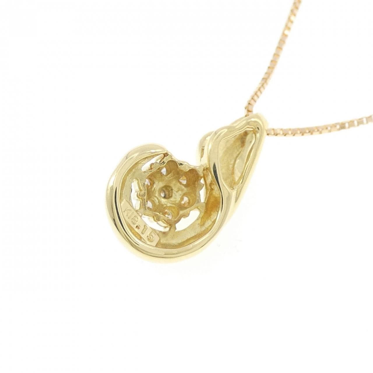K18YG フラワー ダイヤモンド ネックレス 0.15CT