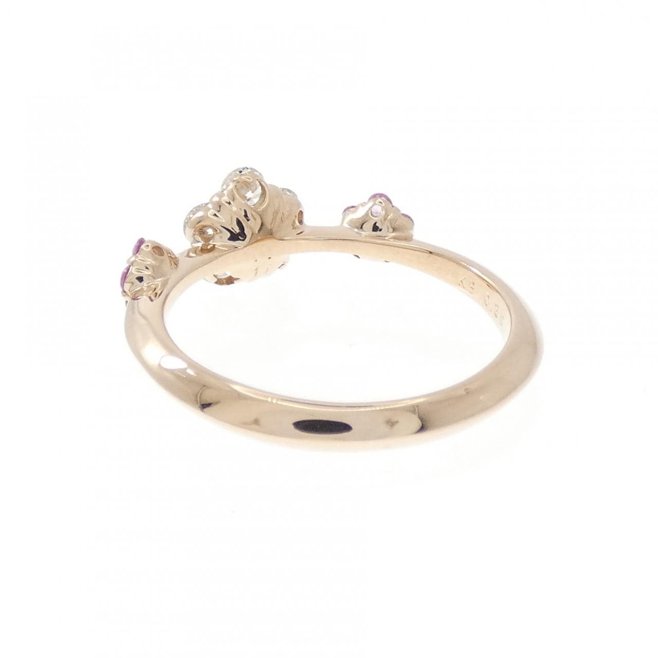 K18PG フラワー サファイヤ リング 0.14CT