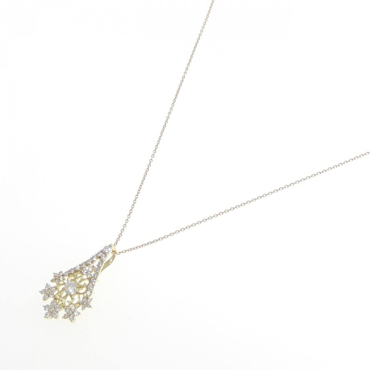 K18YG フラワー ダイヤモンド ネックレス 0.23CT