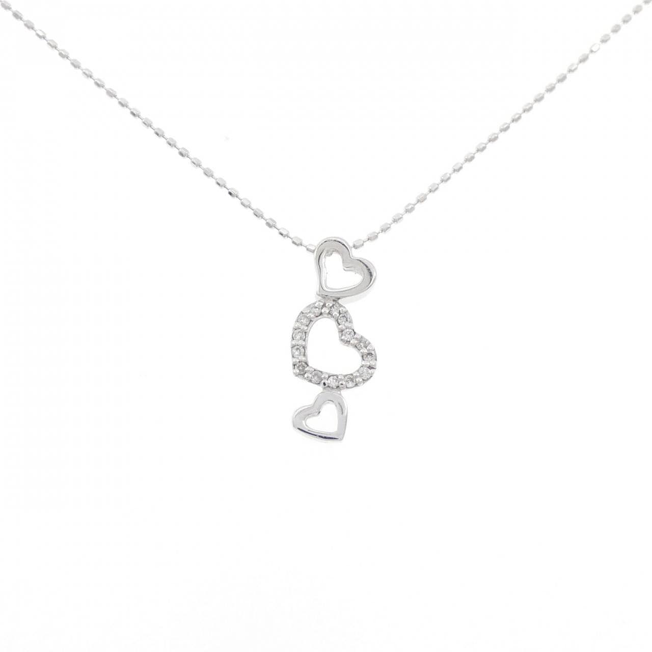 K10WG ハート ダイヤモンド ネックレス 0.08CT