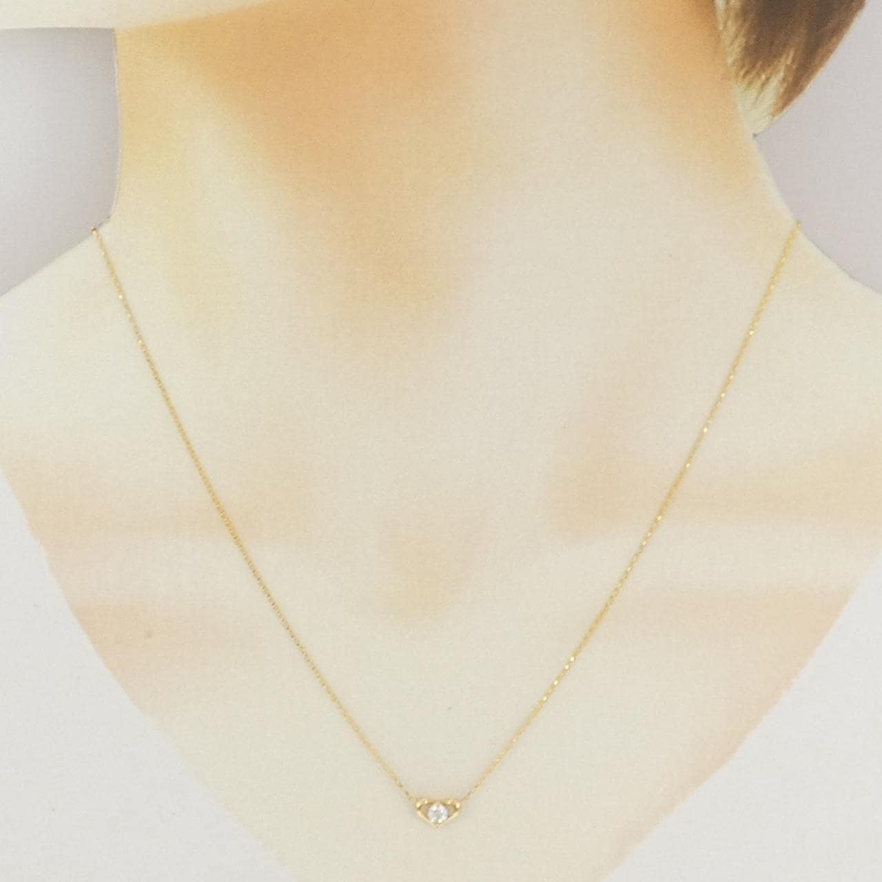 K18YG ハート ダイヤモンド ネックレス 0.13CT