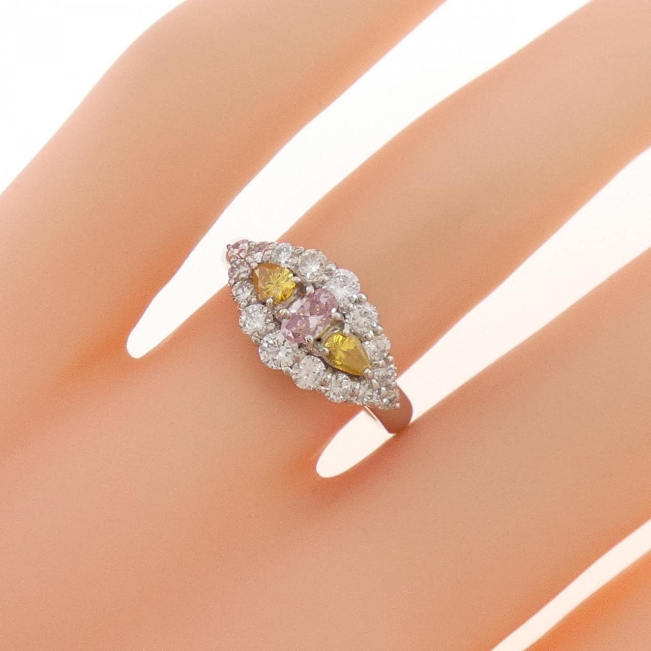 PT900 ダイヤモンド リング 0.373CT FIP SI2/FVOY SI2/FIOY I1 ペアシェイプ オーバルカット