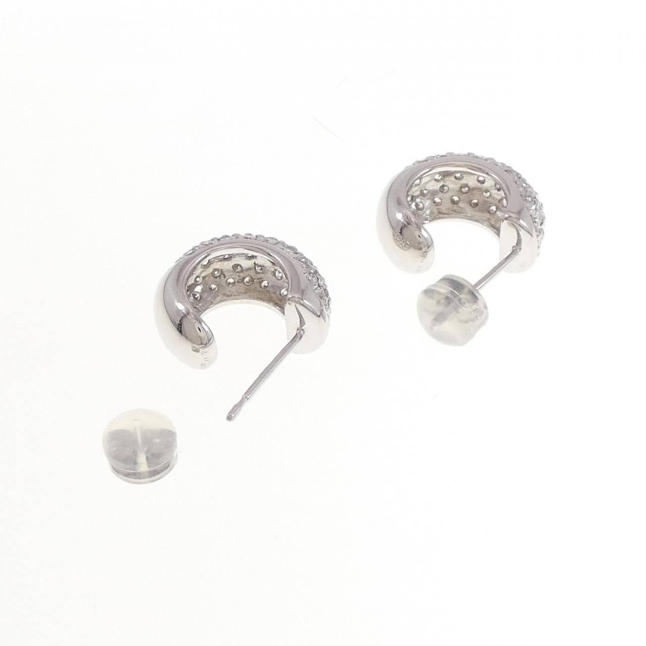 K18WG/K14WG パヴェ ダイヤモンド ピアス 1.48CT