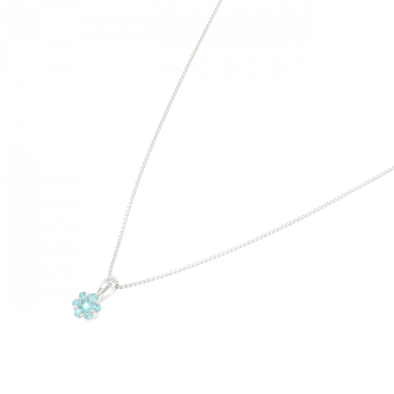 K18WG フラワー トルマリン ネックレス 0.05CT
