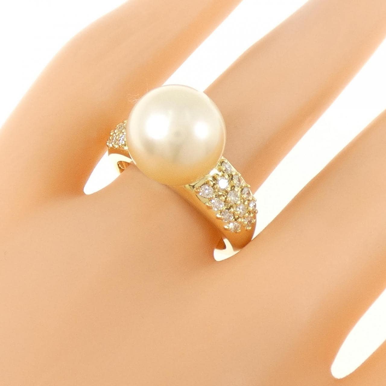 K18YG 白蝶パール リング 11mm