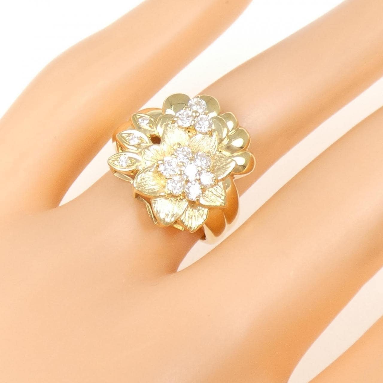 K18YG フラワー ダイヤモンド リング 0.51CT