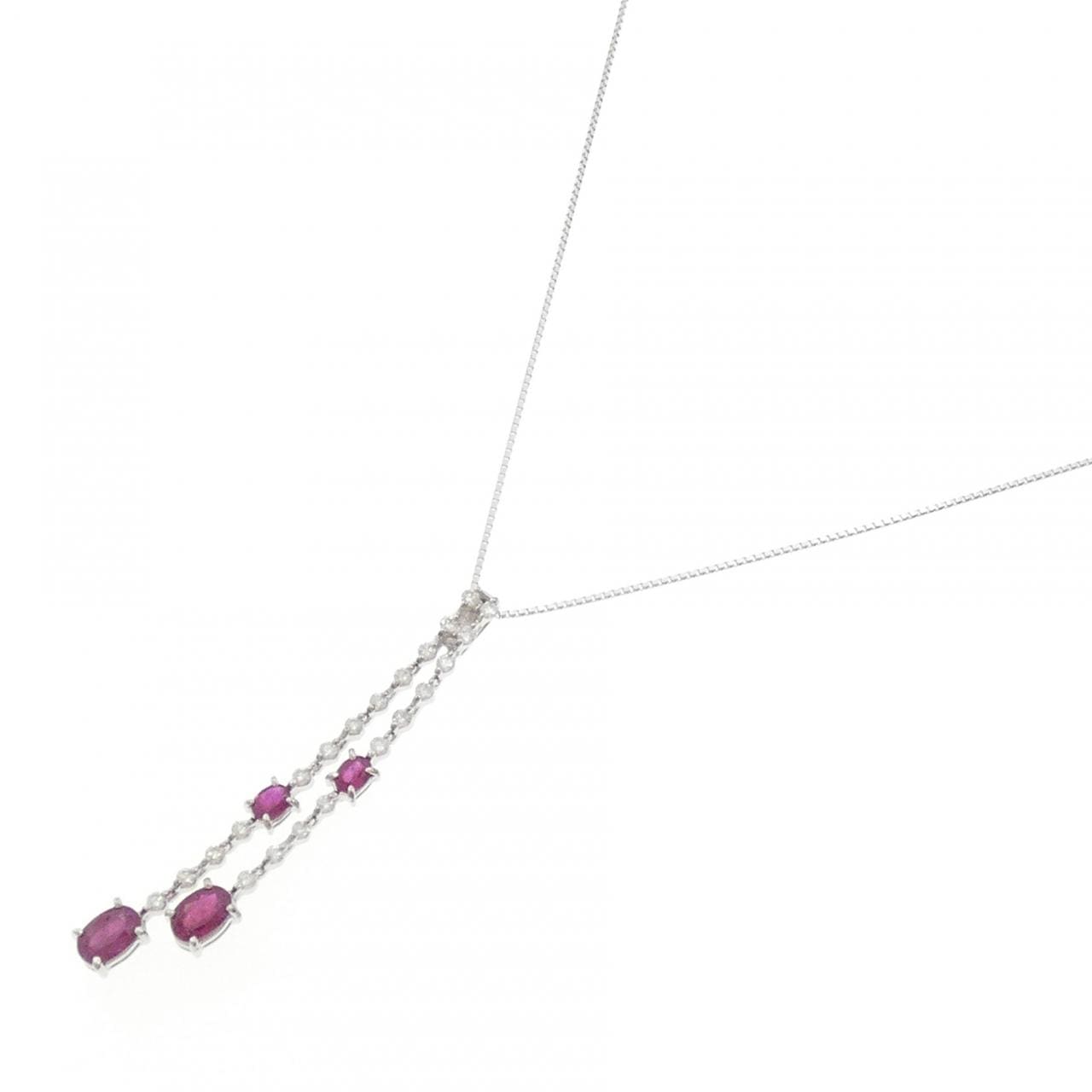 K18WG ルビー ネックレス 1.78CT