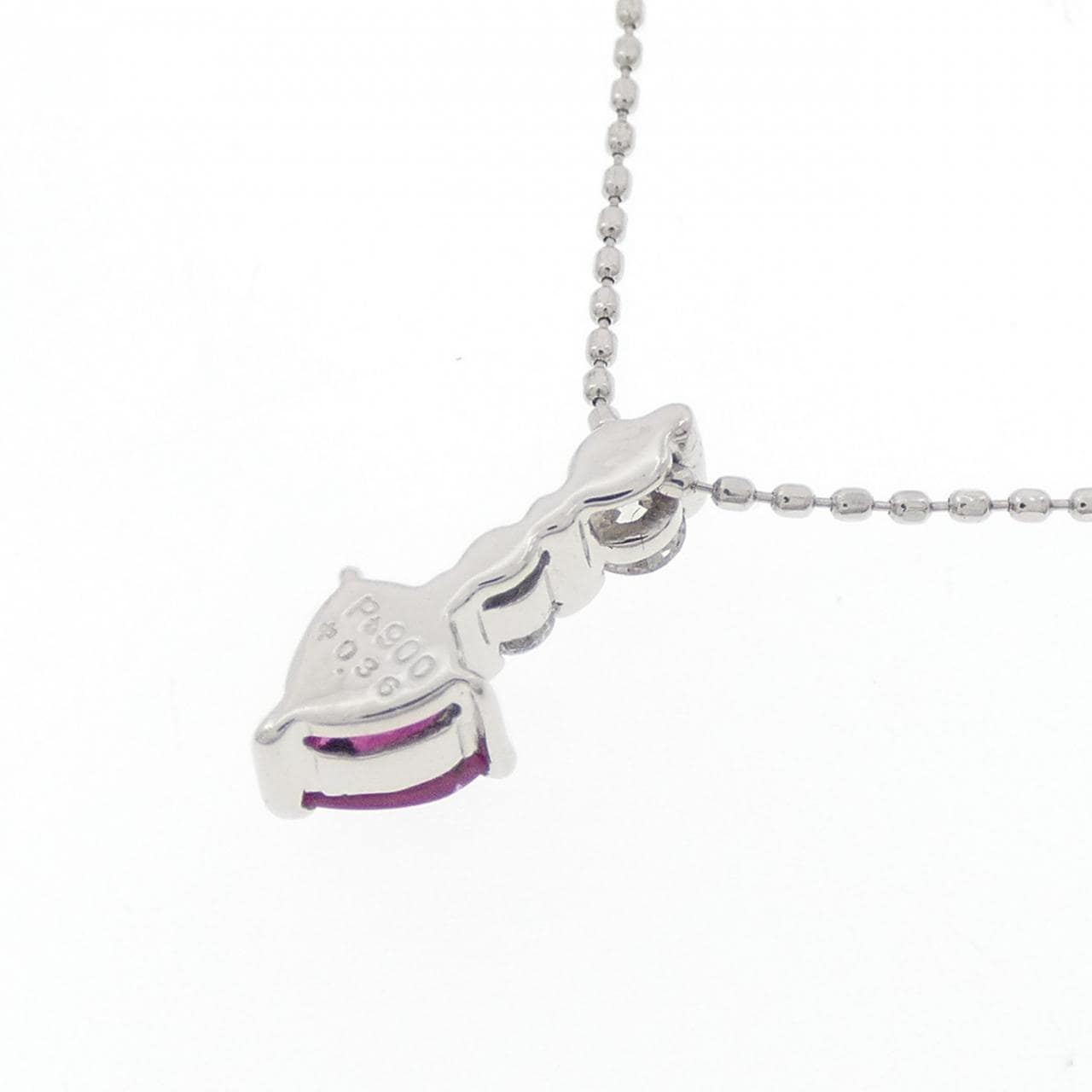 PT900/PT850 ハート ルビー ネックレス 0.36CT
