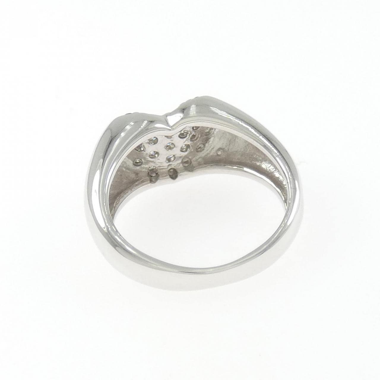 K18WG ハート パヴェ ダイヤモンド ピンキー リング 0.31CT