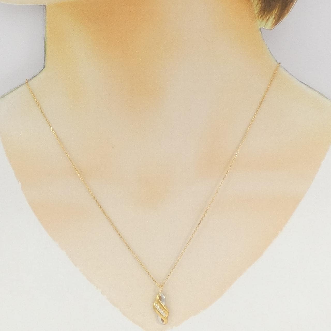 K18YG/PT850鑽石項鍊 0.05克拉