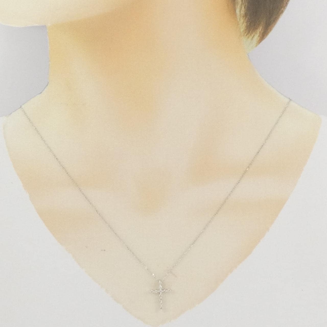 K18WG クロス ダイヤモンド ネックレス 0.15CT