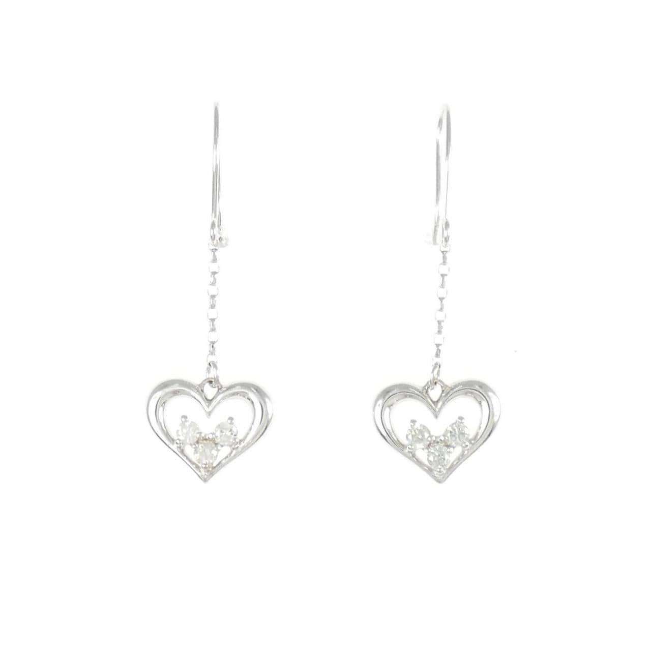 K10WG ハート ダイヤモンド ピアス 0.12CT