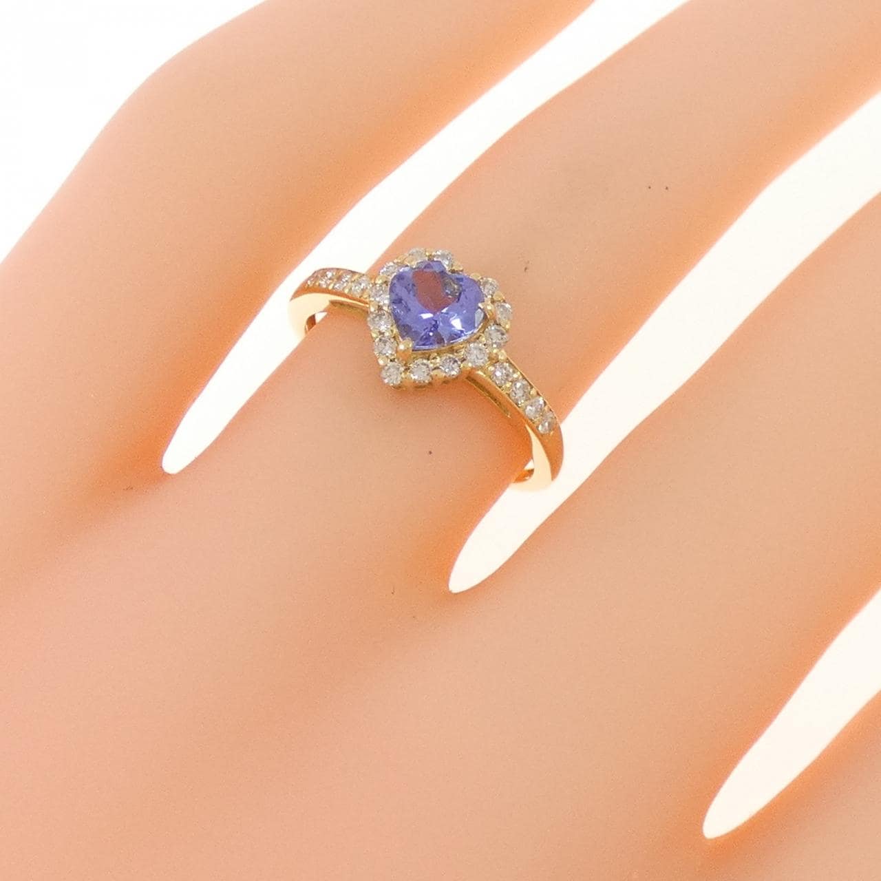 K18YG ハート タンザナイト リング 0.50CT