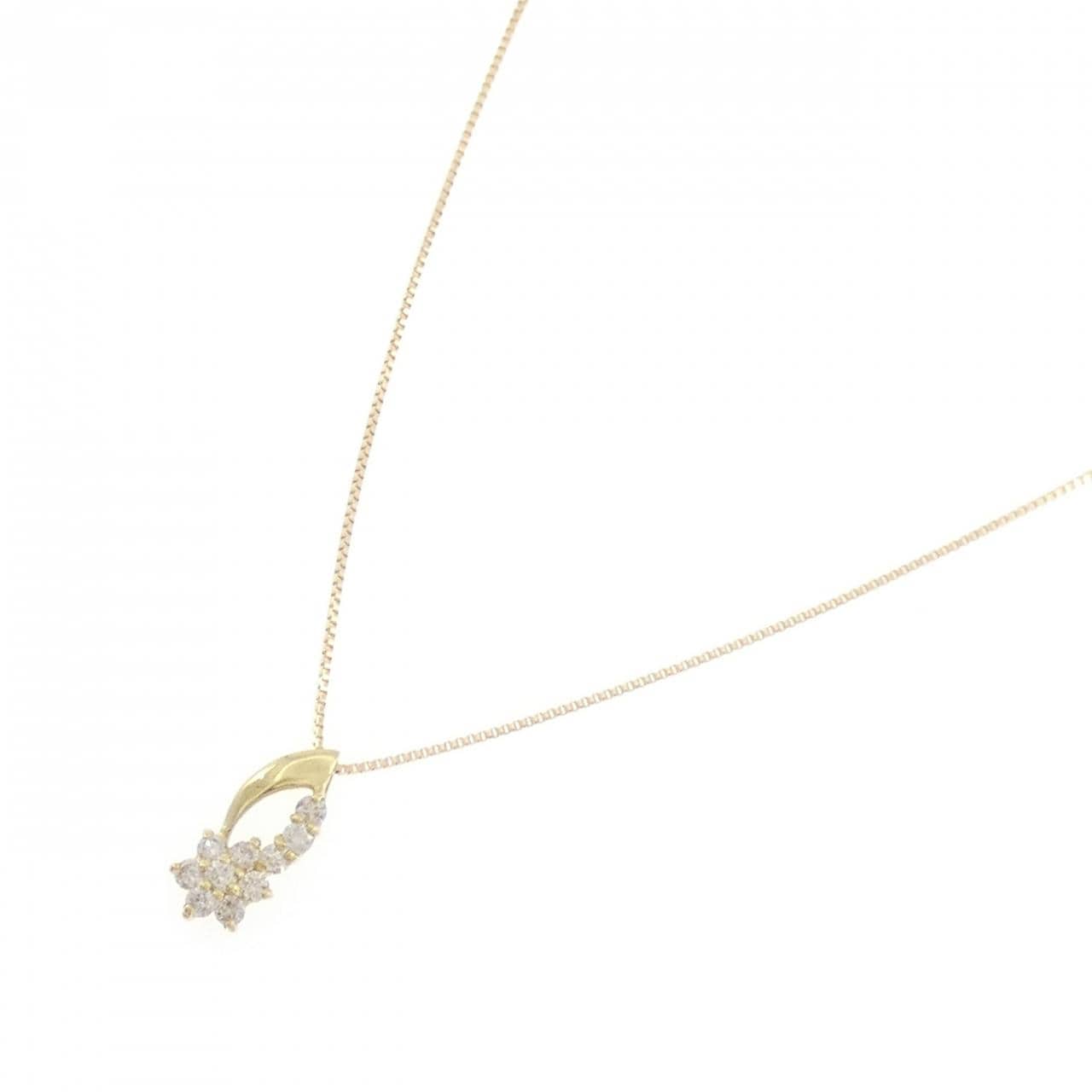 K18YG 花朵鑽石項鍊 0.20CT