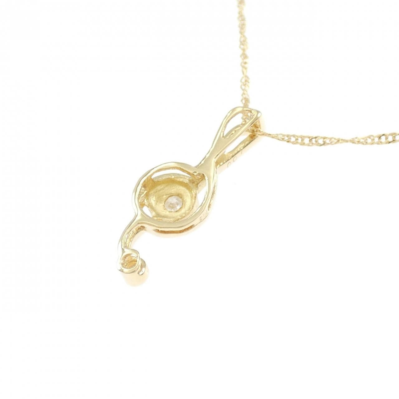 K18YG ト音記号 ダイヤモンド ネックレス 0.07CT