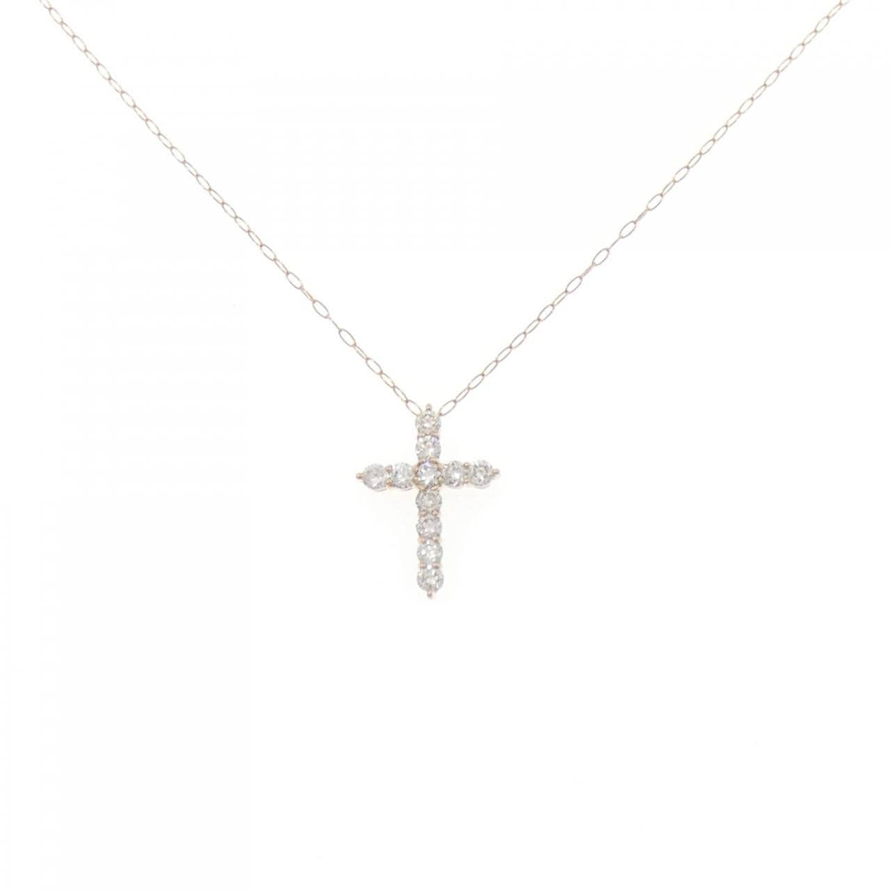 K18PG クロス ダイヤモンド ネックレス 0.30CT