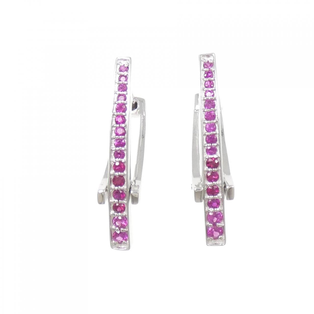 K18WG ルビー ピアス 0.6CT