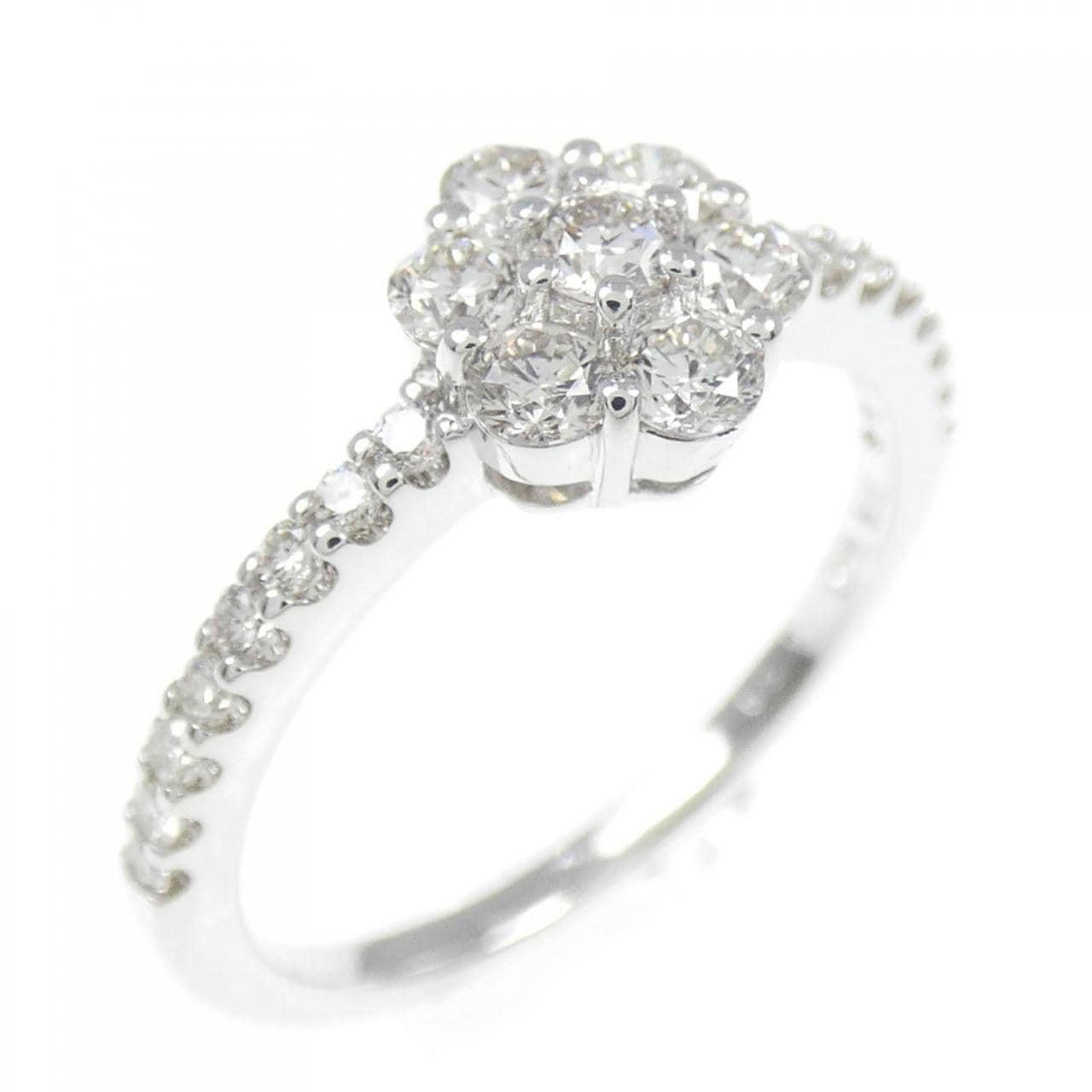 K18WG フラワー ダイヤモンド リング 0.50CT