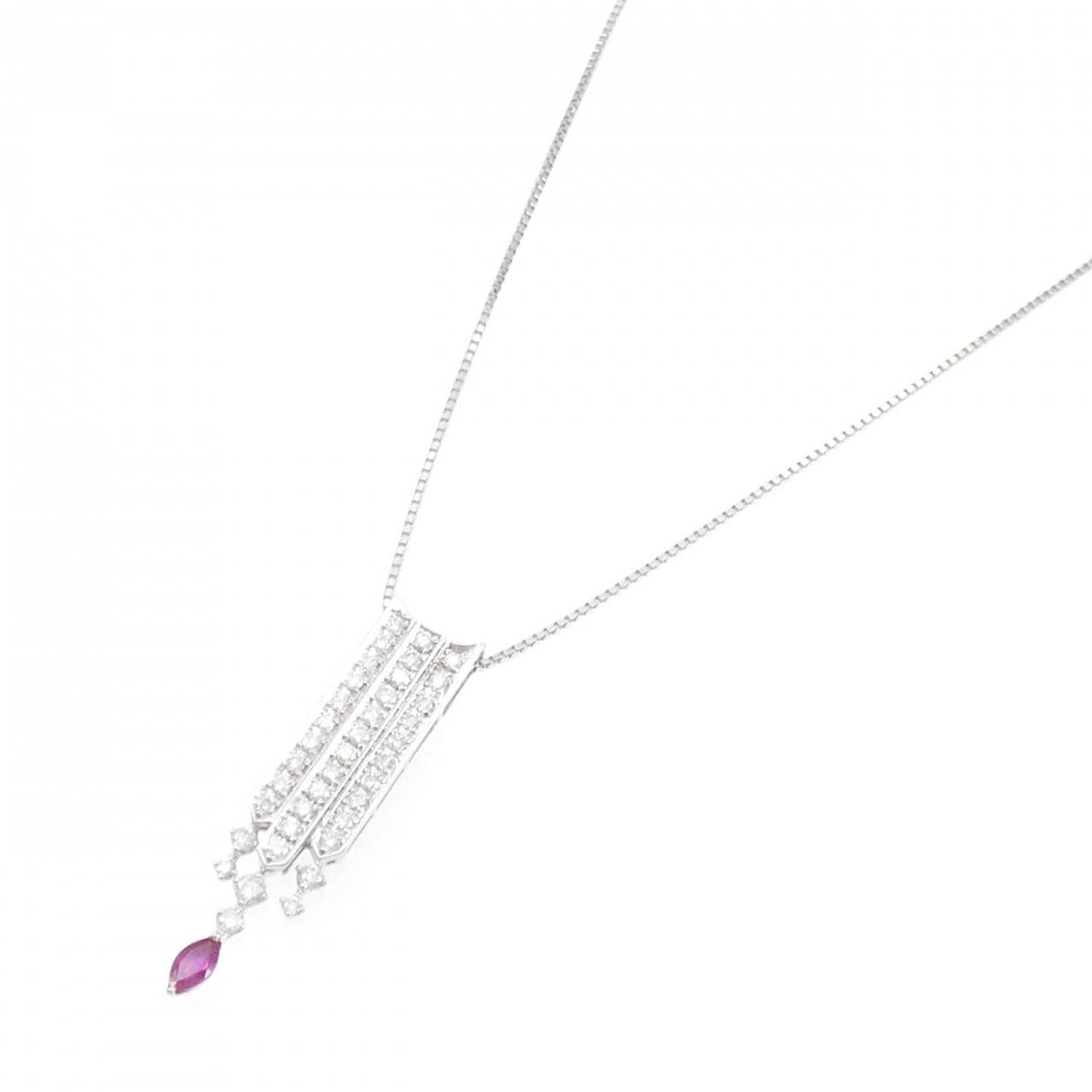 K18WG ルビー ネックレス 0.45CT
