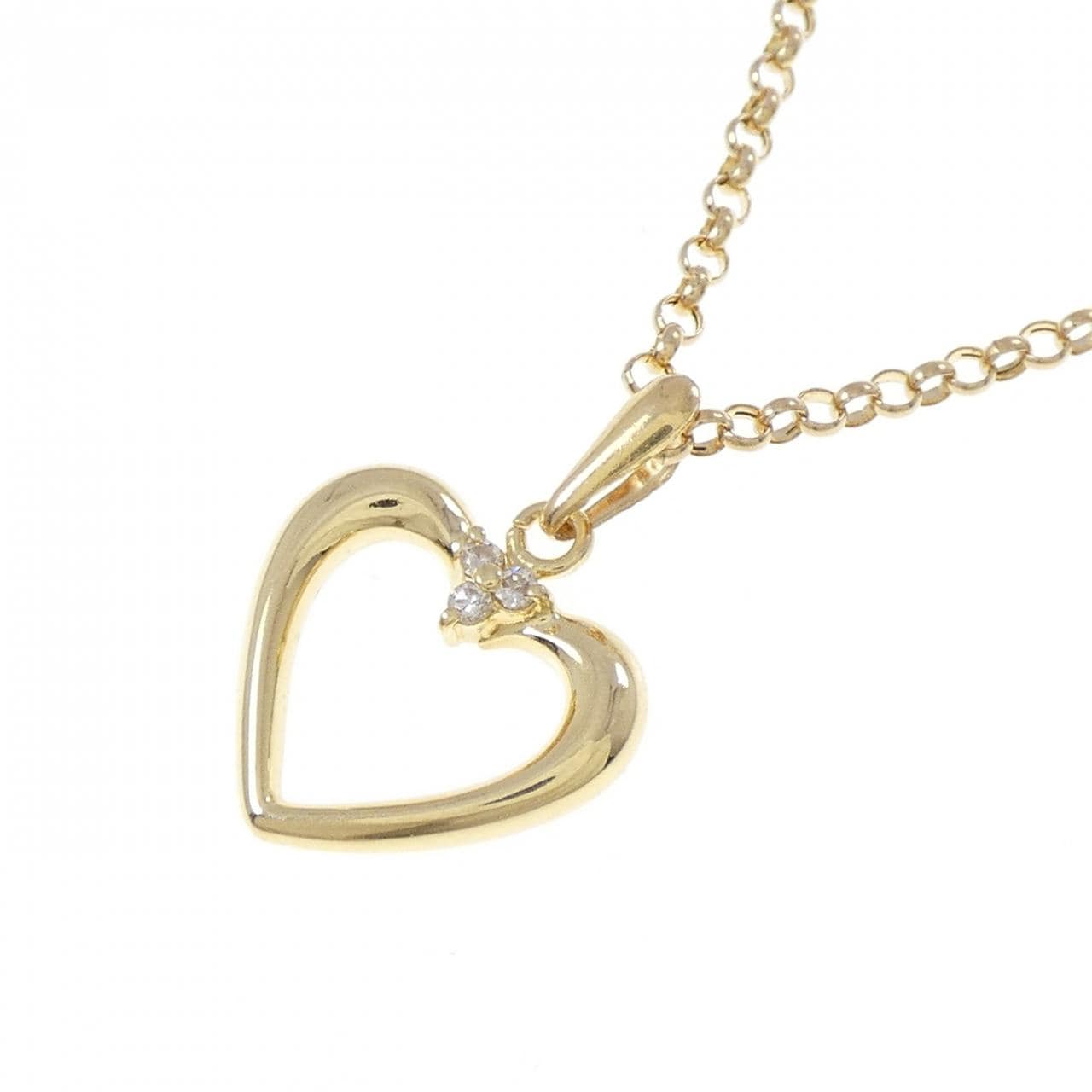 K18YG/750YG ハート ダイヤモンド ネックレス