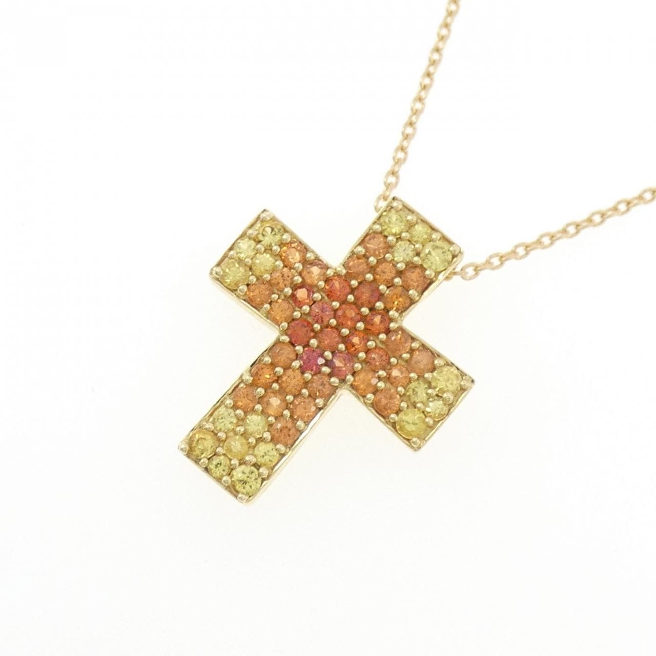 K18YG クロス サファイヤ ネックレス