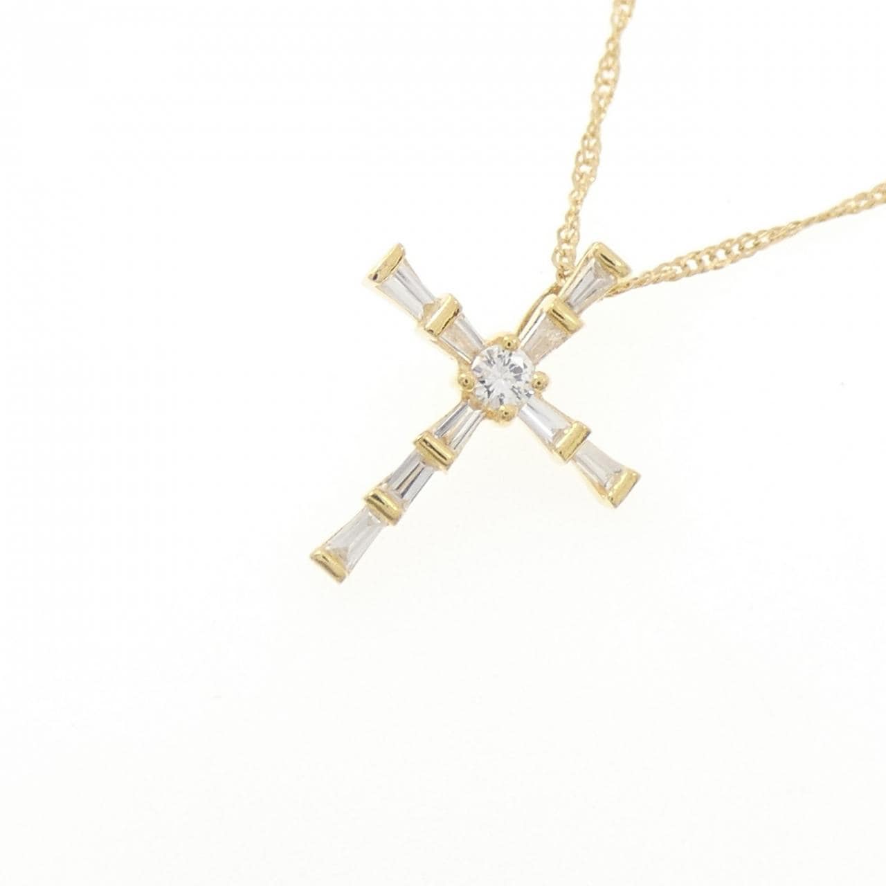 K18YG クロス ダイヤモンド ネックレス 0.20CT