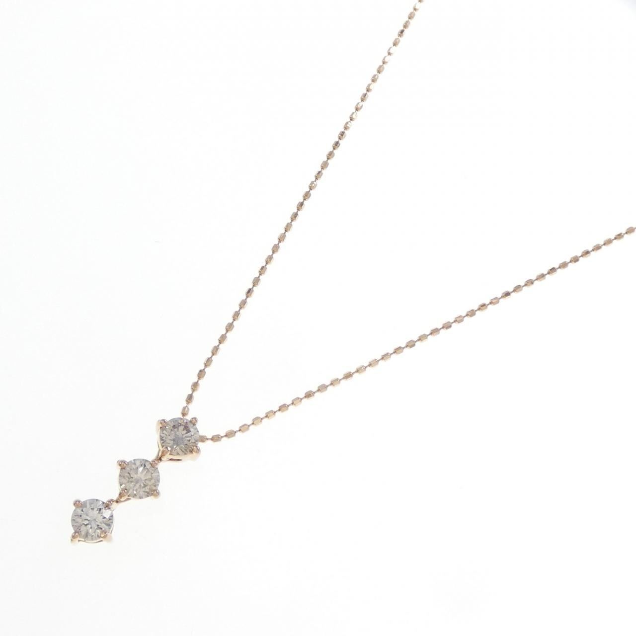 K18PG スリーストーン ダイヤモンド ネックレス 0.50CT