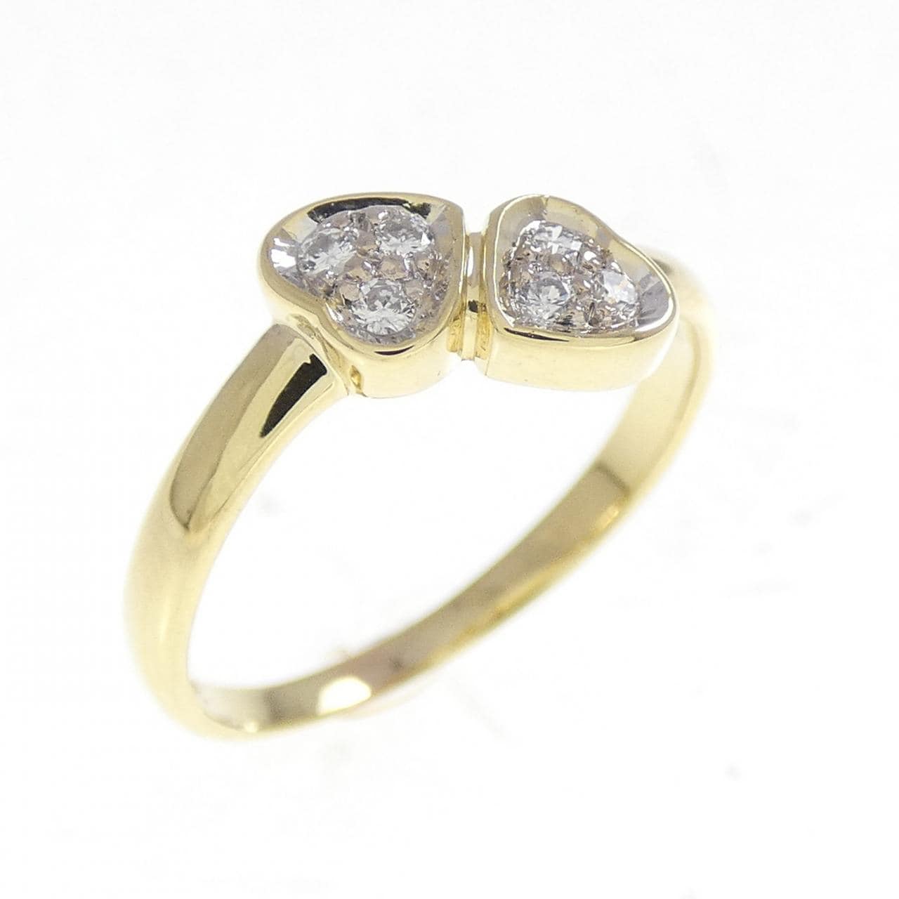 K18YG/K18WG ハート ダイヤモンド リング 0.06CT