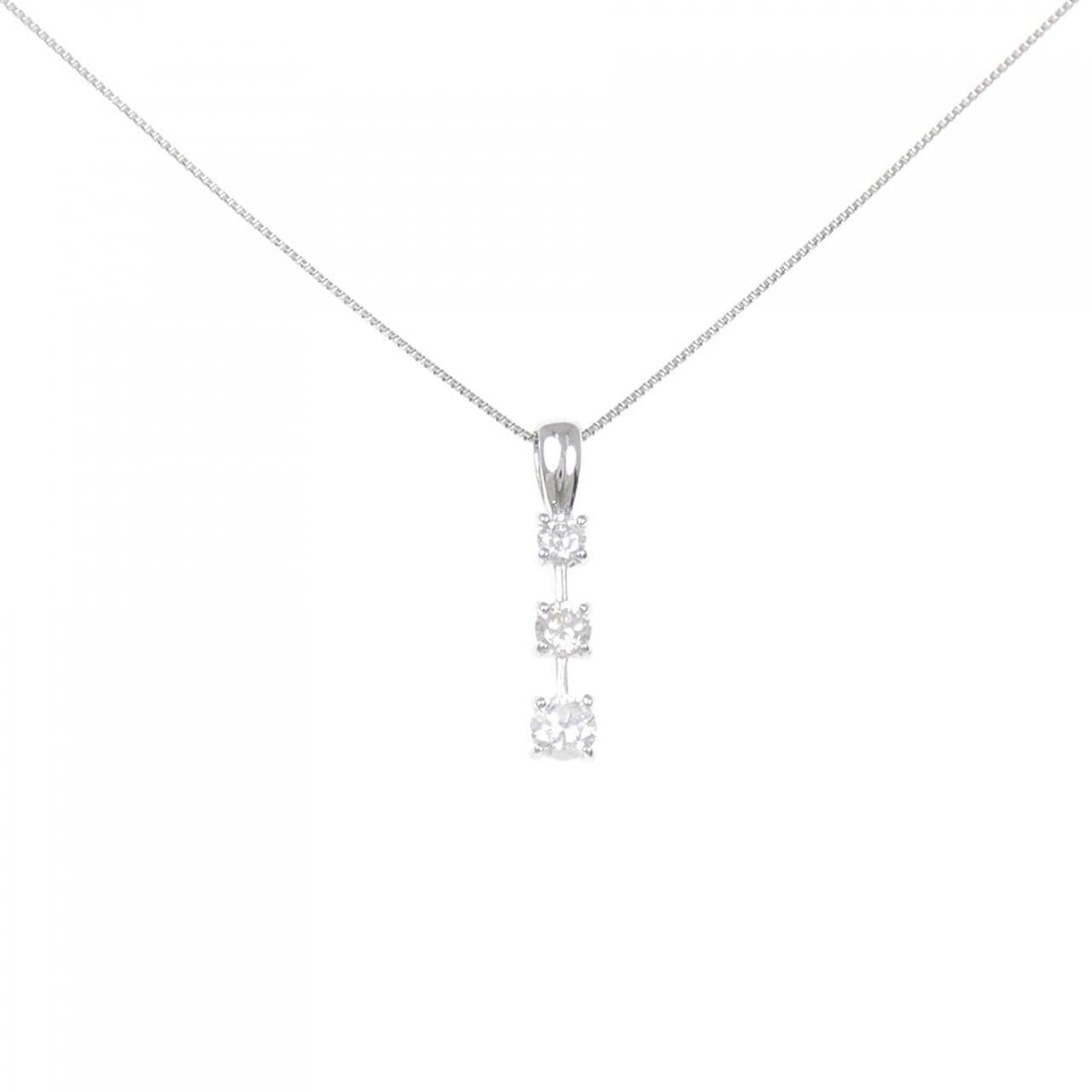 K18WG スリーストーン ダイヤモンド ネックレス 0.50CT