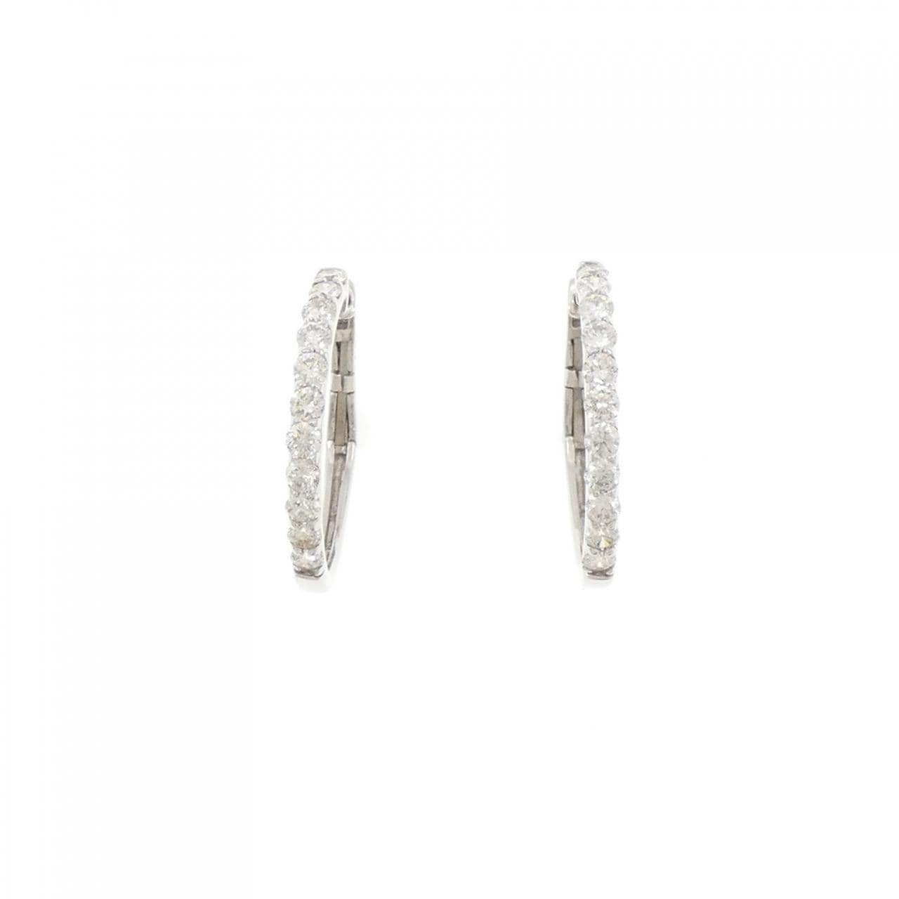 【新品】PT900 フープ ダイヤモンド ピアス 1.00CT