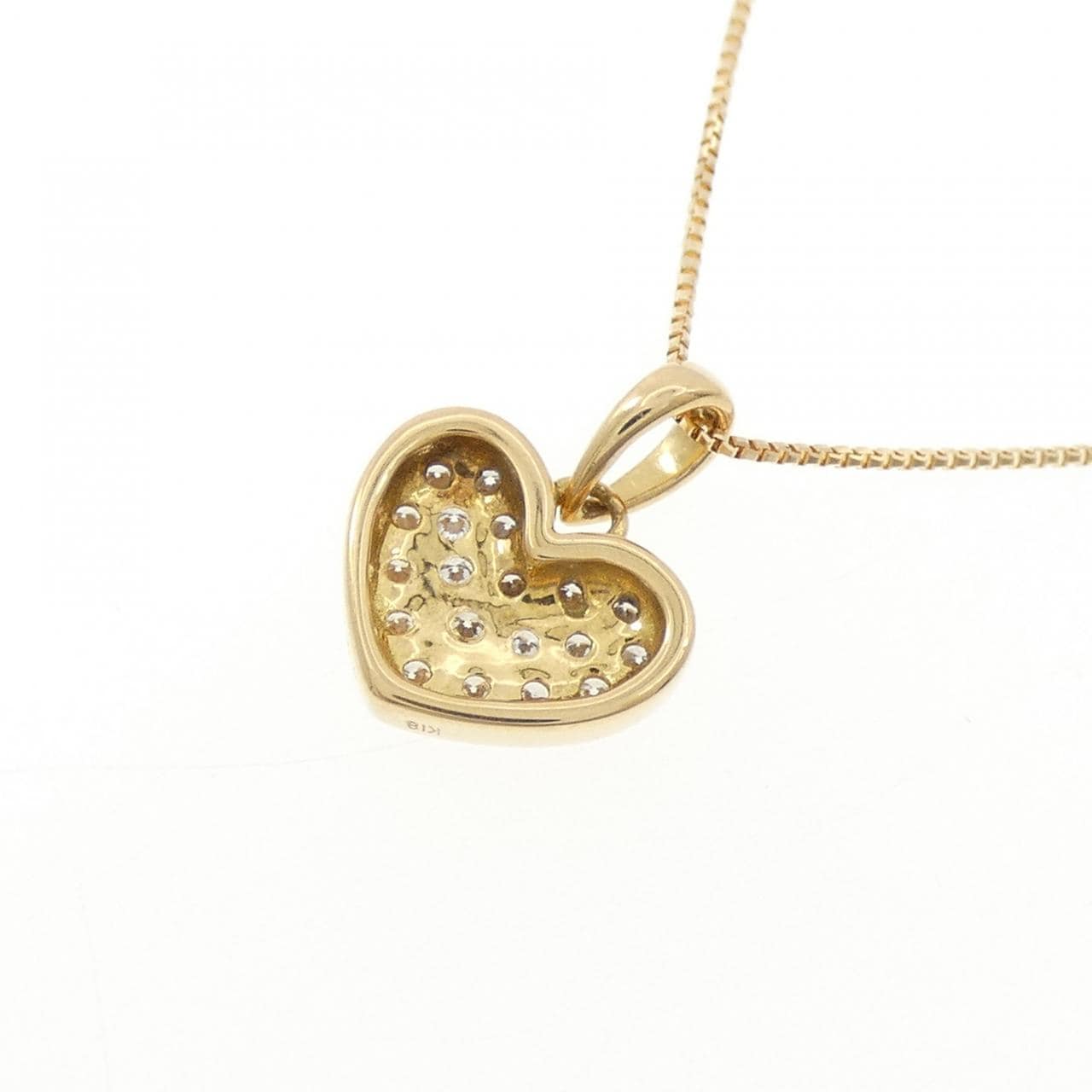 K18YG ハート ダイヤモンド ネックレス 0.15CT