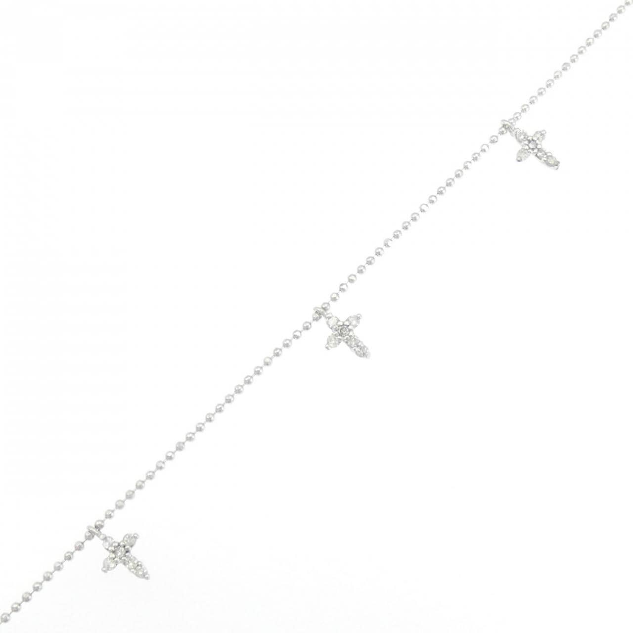 K14WG クロス ダイヤモンド ブレスレット 0.15CT