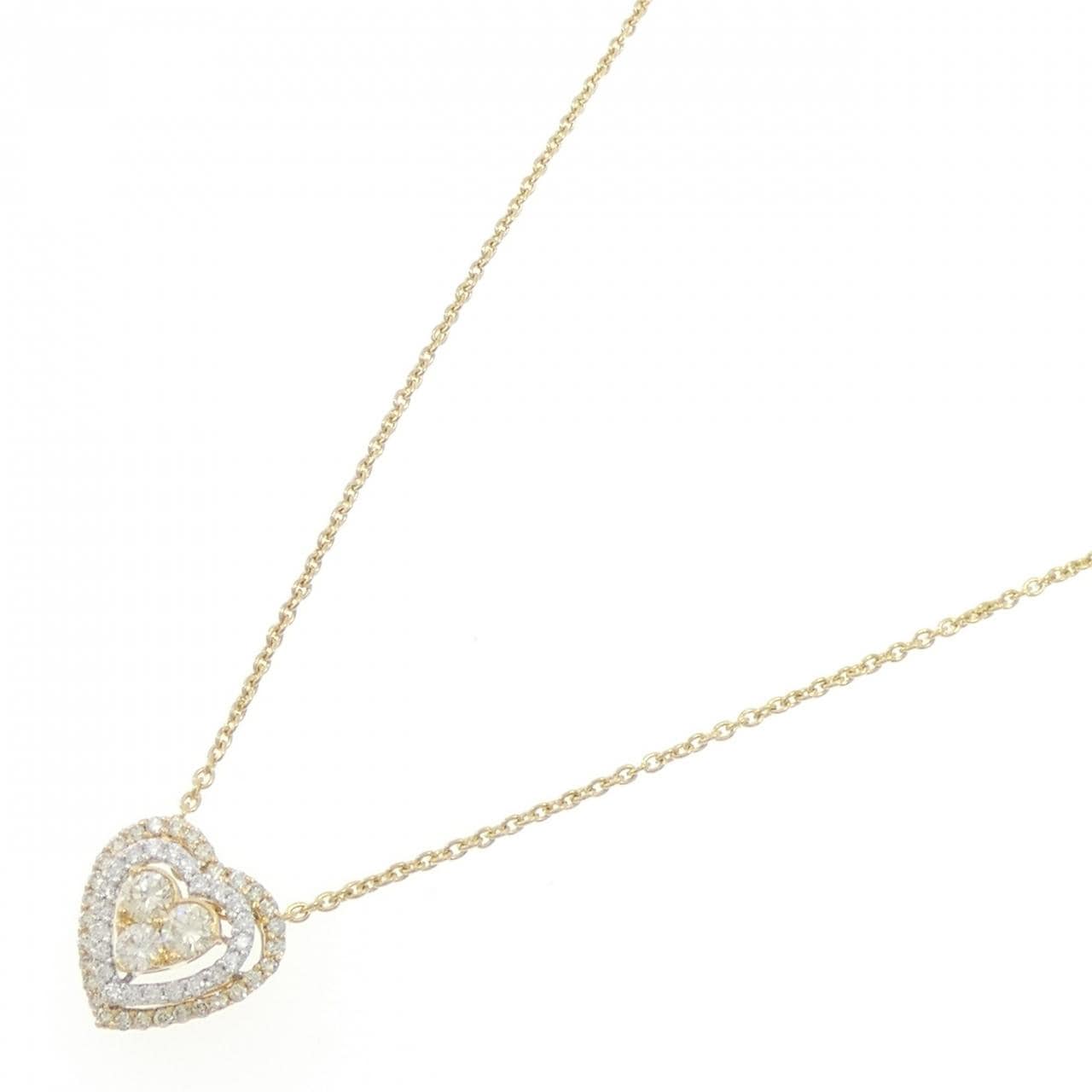 18KYG/18KWG/K18YG ハート ダイヤモンド ネックレス 1.07CT