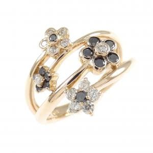 K18PG フラワー ダイヤモンド リング 0.40CT