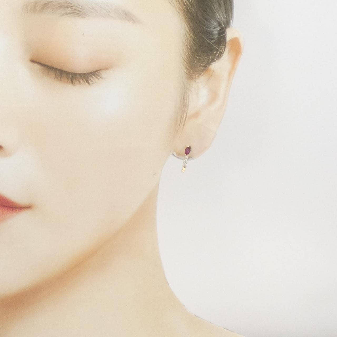 K18YG ruby earrings