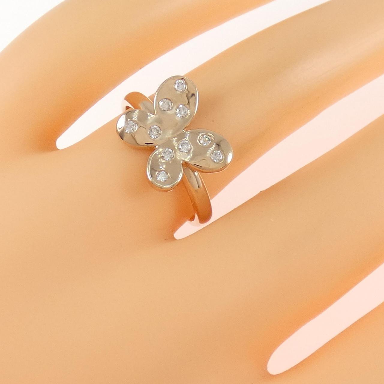 K18PG バタフライ ダイヤモンド リング 0.13CT