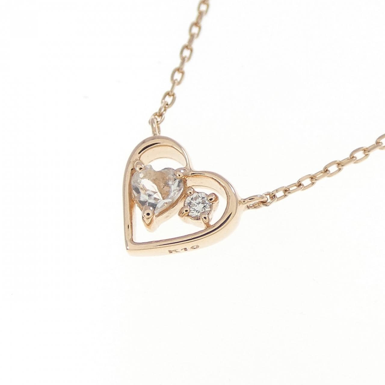 K10PG ハート ホワイトトパーズ ネックレス