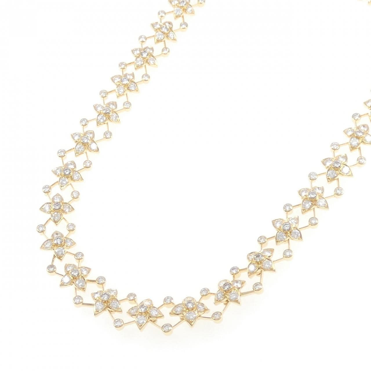 750YG フラワー ダイヤモンド ネックレス 12.94CT