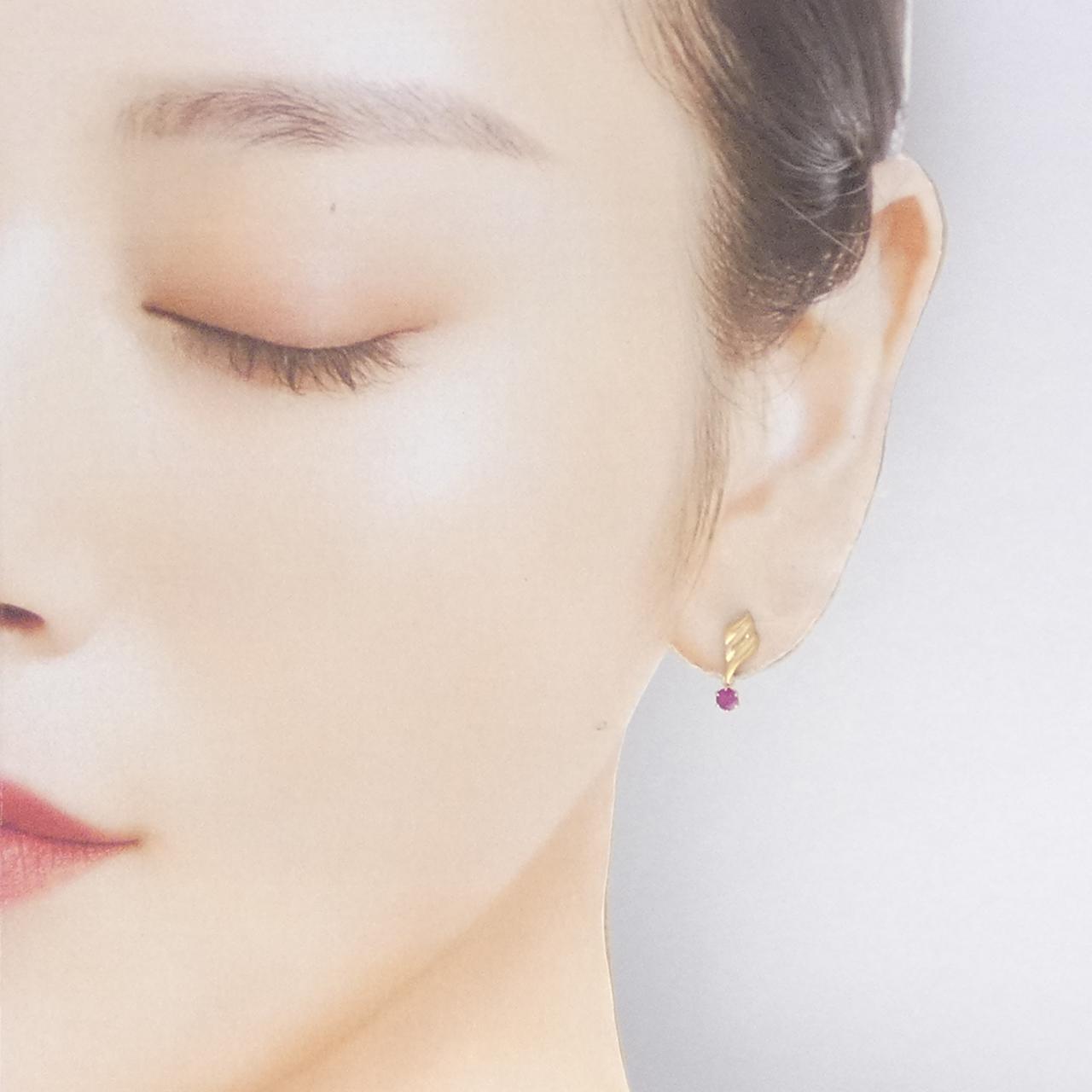 K18YG ルビー ピアス