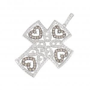 K18WG/K18BG クロス×ハート ダイヤモンド ペンダント 1.25CT