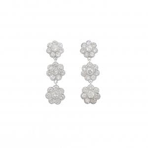 K18WG フラワー ダイヤモンド ピアス 2.44CT