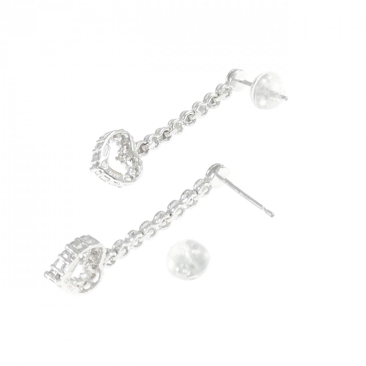 K18WG ハート ダイヤモンド ピアス 0.28CT