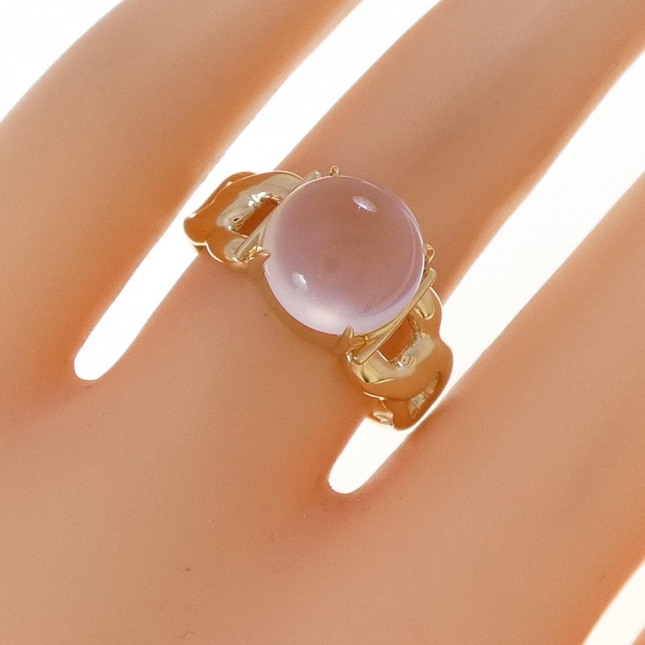 K18YG ローズクオーツ リング