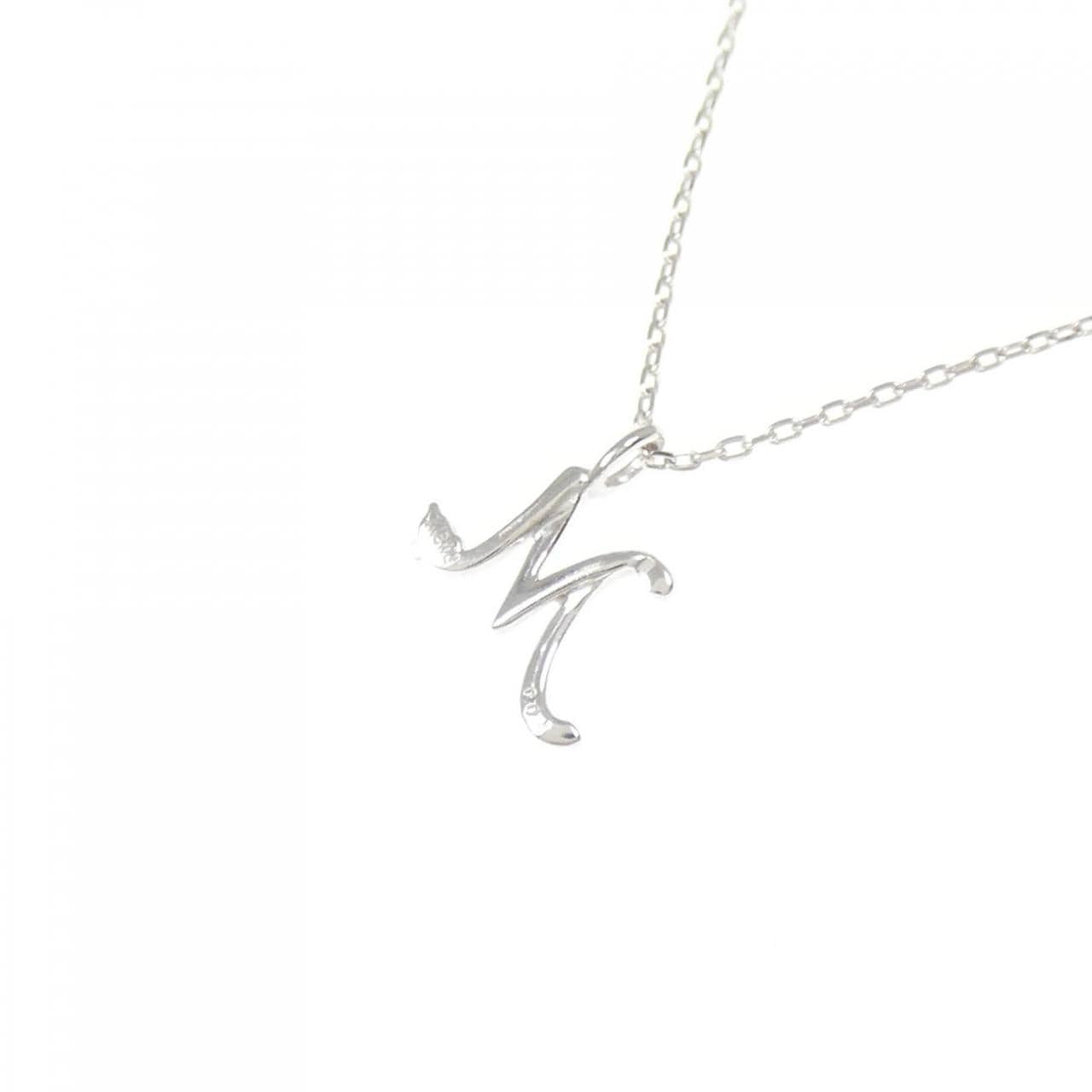 K18WG イニシャルM ダイヤモンド ネックレス 0.01CT