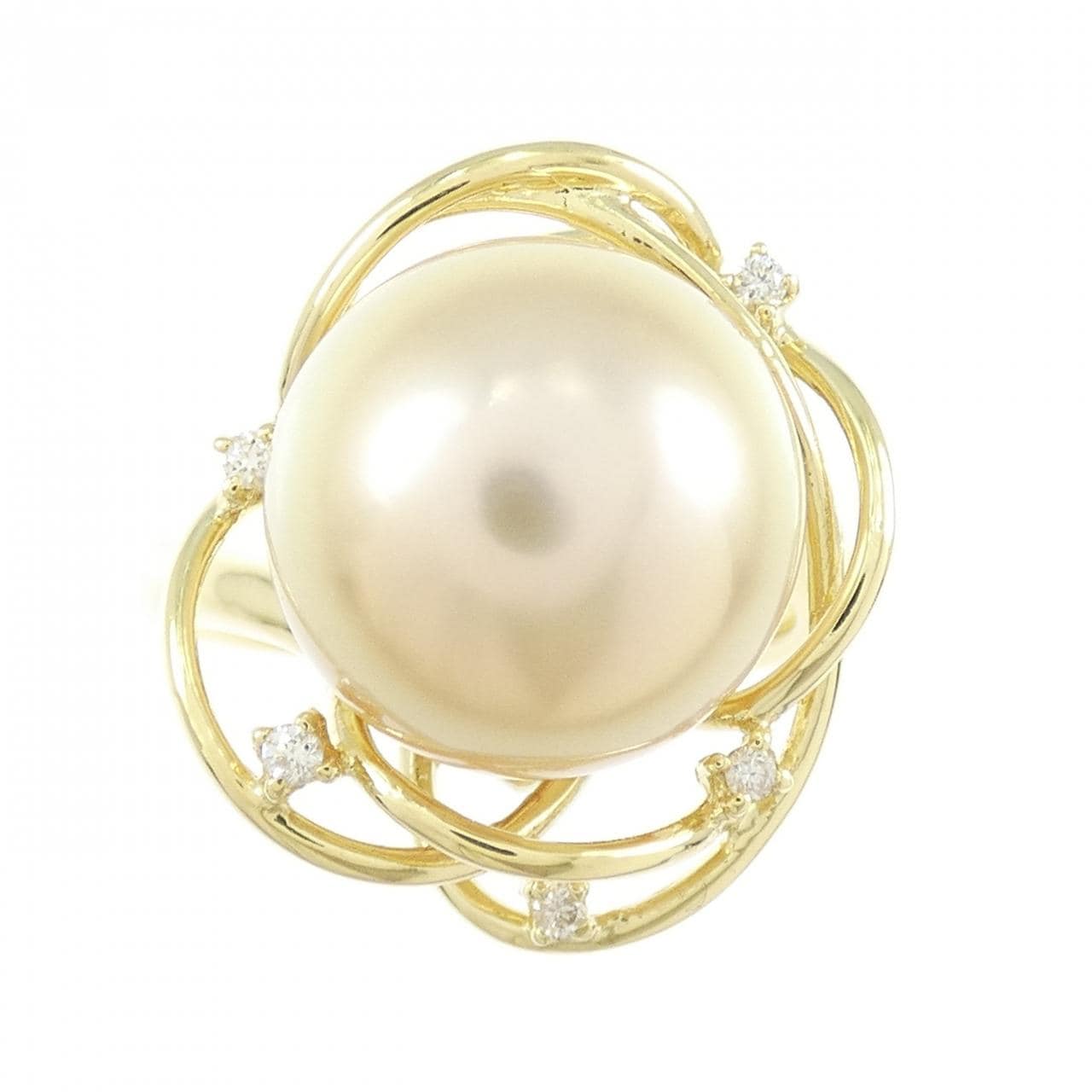 K18YG White Butterfly Pearl ring 12.3mm