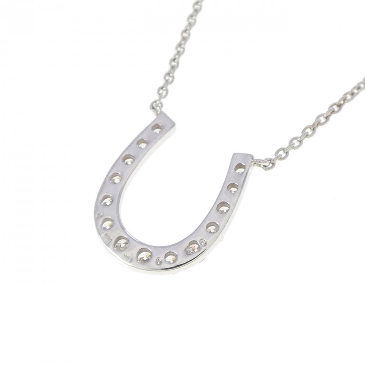 K18WG ホースシュー ダイヤモンド ネックレス 0.20CT