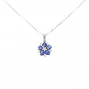 K18WG フラワー サファイヤ ネックレス 1.05CT