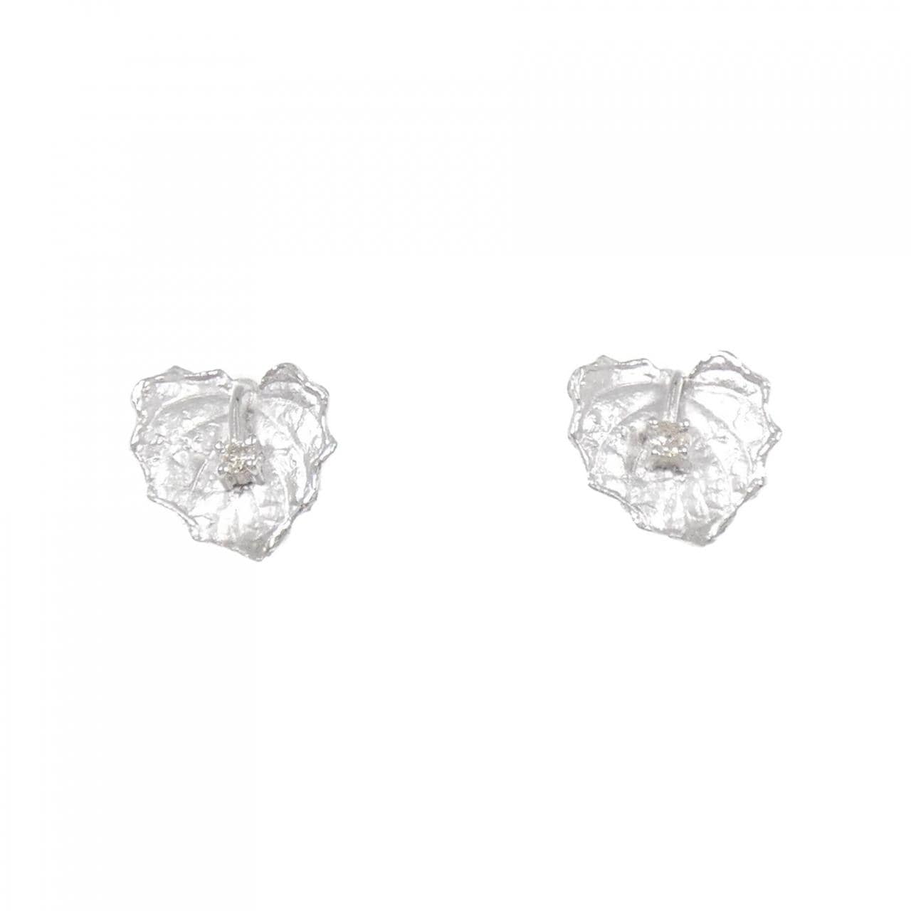 K14WG 葉形鑽石耳環 0.04CT