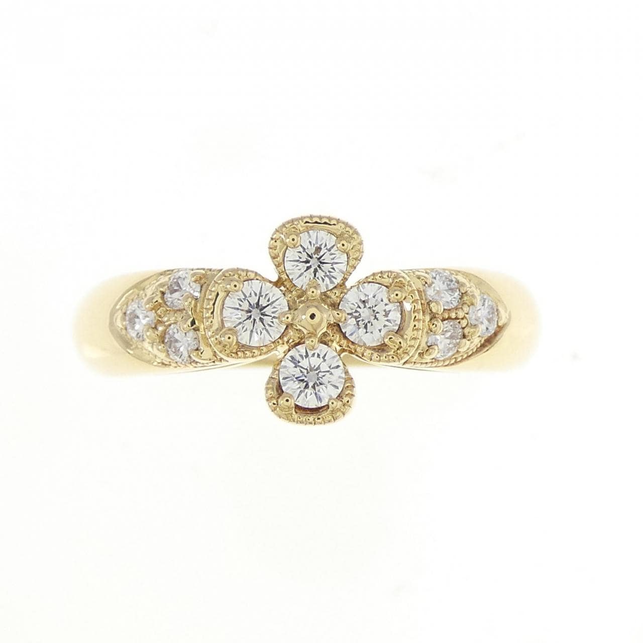 K18YG クローバー ダイヤモンド リング 0.35CT